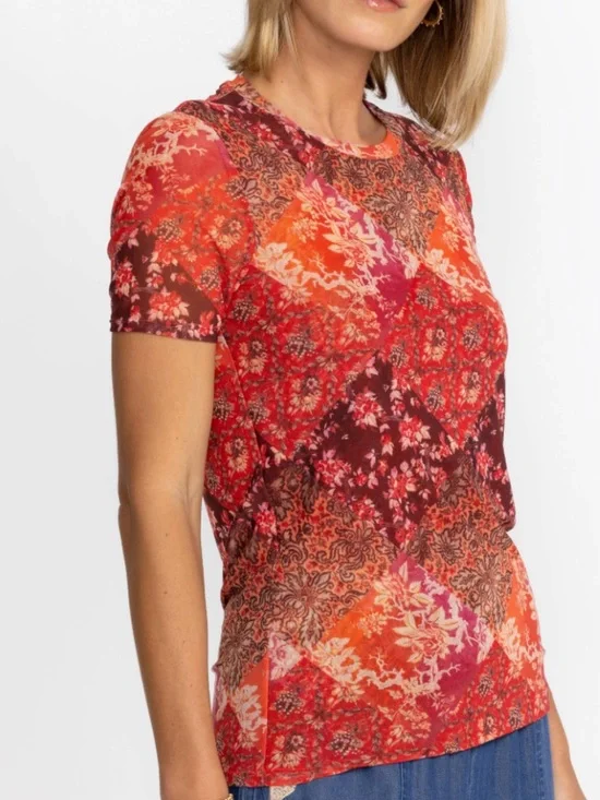 Johnny Was Eleanor Short Sleeve Mesh Tee - Picture 1 of 8